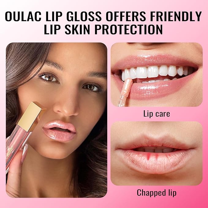 Oulac Nude Shimmer Liquid Lipstick High-Shine Glitter Lip Gloss for Women Shimmer Non-Sticky Glossy Finish Liquid Lipstick Hydrating Lip Gloss Fuller-looking Lip Makeup Vegan & Cruelty-Free 12