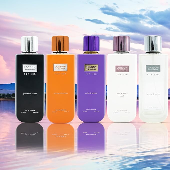 London Fragrances Rose and White Musk - Perfumes for Women - Womens Fragrances - Gourmand Vanilla Notes - 3.4 oz EDP Spray