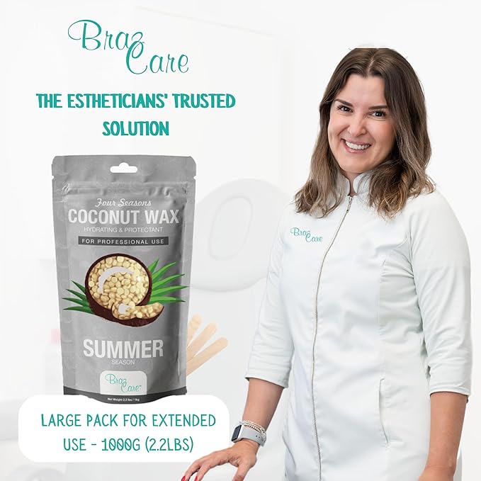 Hard Wax Beads for Hair Removal - 2.2lbs - Premium Coconut Wax for All Skin Types - Ideal for Sensitive Skin & Coarse Hair - Face, Bikini & Body Waxing