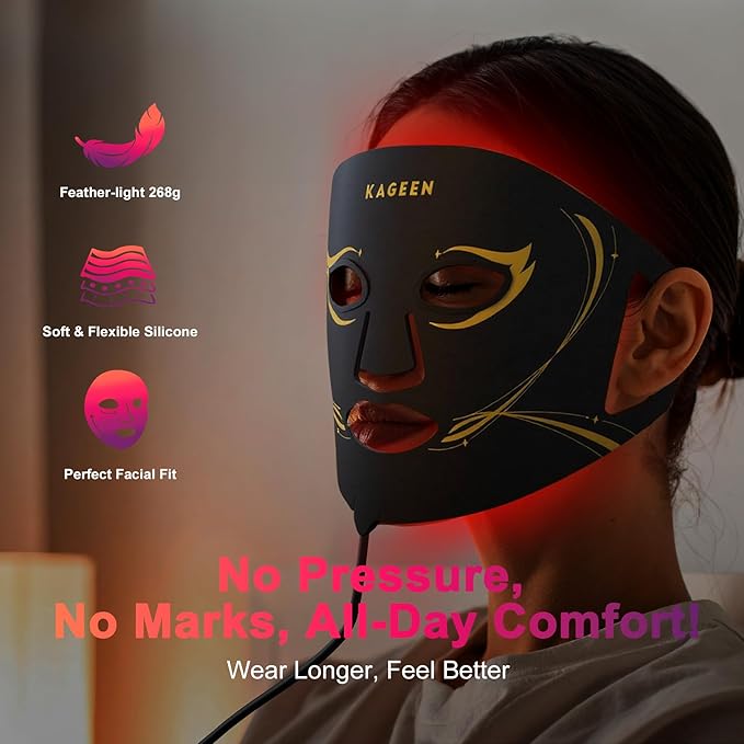 Red Light Therapy Face Mask – 7 Modes with Infrared, 432 LEDs, 5 Intensity Levels, Timer Control, Comfortable Silicone Light Mask for Home Skincare Routine