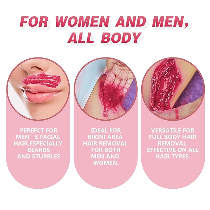 Hard Wax Beads for Hair Removal, 3lb Bulk Red Professional Brazilian Waxing Beads for Sensitive Skin Women Men, 48oz Big Bag of Wax Pellets for Body Bikini Legs Fine Hair & Coarse Hair Strawberry Red