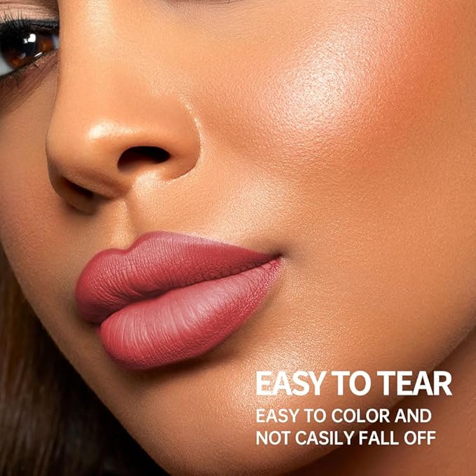 Matte Lip Stain Peel Off Lip Gloss& Lip Liner 2-in-1: One end defines lips with precision liner, the other peels off to reveal long-lasting, waterproof, smudge-proof, transfer-proof matte color.4#