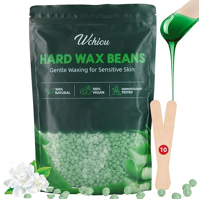 Hard Wax Beads,1.2lb Wax Beads for Hair Removal, Sensitive Skin with Pure Aloe Vera, For Face, Eyebrow, Leg, Bikini, Back, Brazilian Waxing, Coarse Body Hair Specific for Women Men
