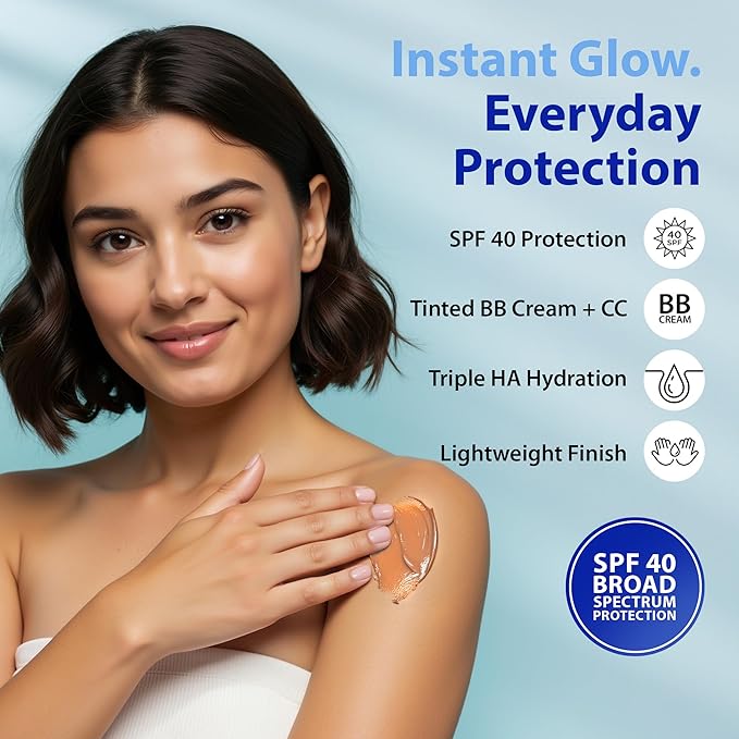 Dr. Denese SPF 40 Defense Day Cream 4 fl oz -Natural Tinted Moisturizer & Daily Sunscreen for Radiant Hydrated Skin–BB Cream with Antioxidants for Smooth Even Tone–Universal Shade for All Skin Types