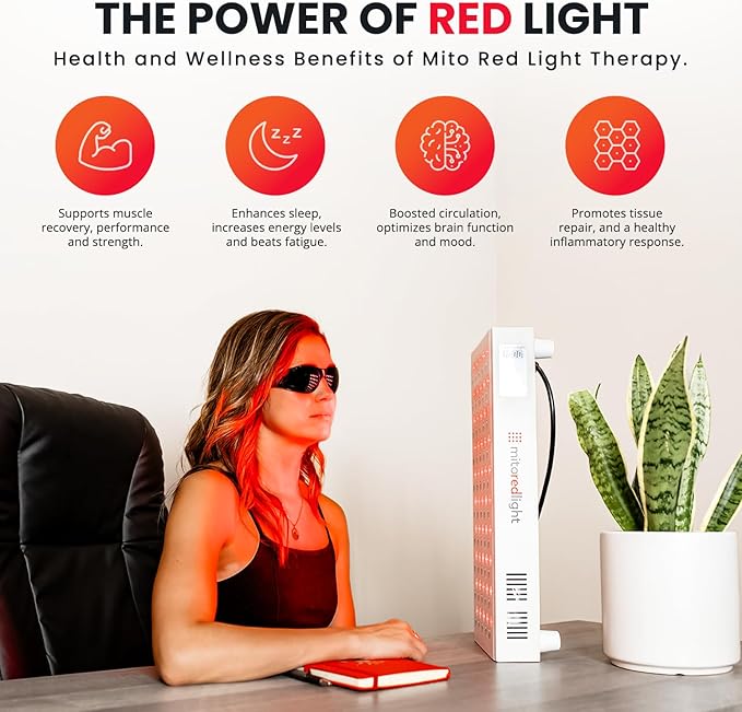 Mito Red Light – MitoMID 2.0 Red Light Panel – Red Light Therapy for Face and Neck – Red Light & Near Infrared Red Light Therapy – at-Home Red Light Therapy for Body