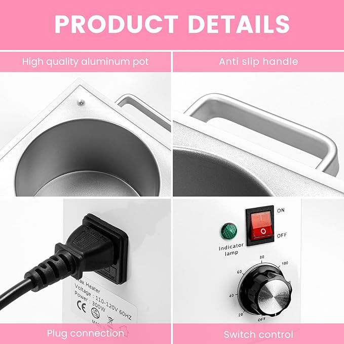 Upgrade BUT2.5L-I Non-stick Large Wax Pot, Anbull Single Professional Wax Heater for Hair Removal - Easy to Clean Waxing Machine