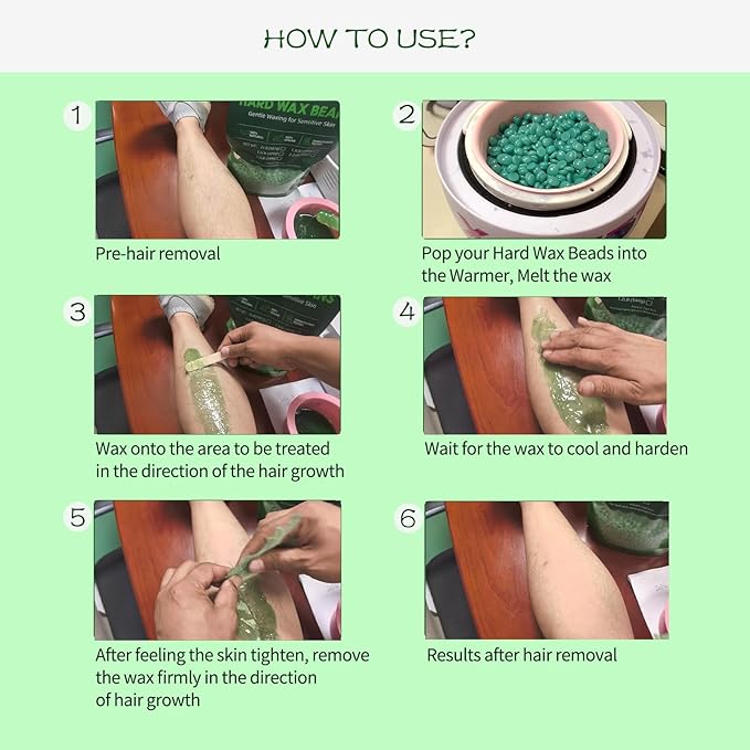 Hair Removal Wax, 2lb Wax Beads for Sensitive Skin, With Pure Aloe Vera, For Face, Eyebrow, Leg, Bikini, Brazilian Waxing, Coarse Body Hair Specific