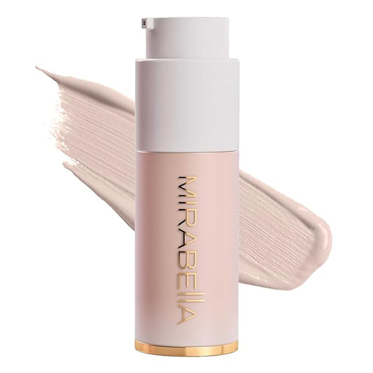 Mirabella Invincible For All HD Liquid Foundation - Anti-Aging Full Coverage Liquid Face Makeup - Moisturizing, Hydrating & Lightweight Foundation for All Skin Types (Porcelain P00)