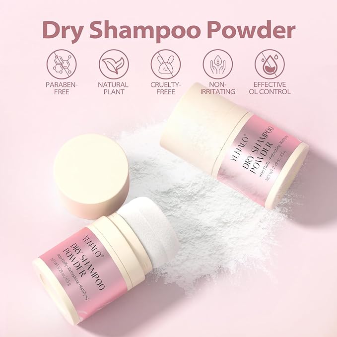 YLNALO Dry Shampoo Powder 2 Packs, Mattifying Root Fuller Looking Refreshing Hair,Non-aerosol, No White Cast, Travel Size Dry Shampoo Suitable for Women and Men,0.58Oz