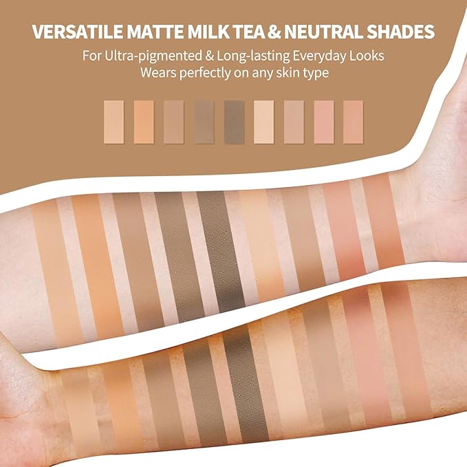 9 Colors Mini Matte Naked Eyeshadow Palette High Pigmented Peach Eye Shadow Powder Ultra-Blendable Waterproof Long Lasting Neutral Nude Makeup Pallet Suitable for Older Women