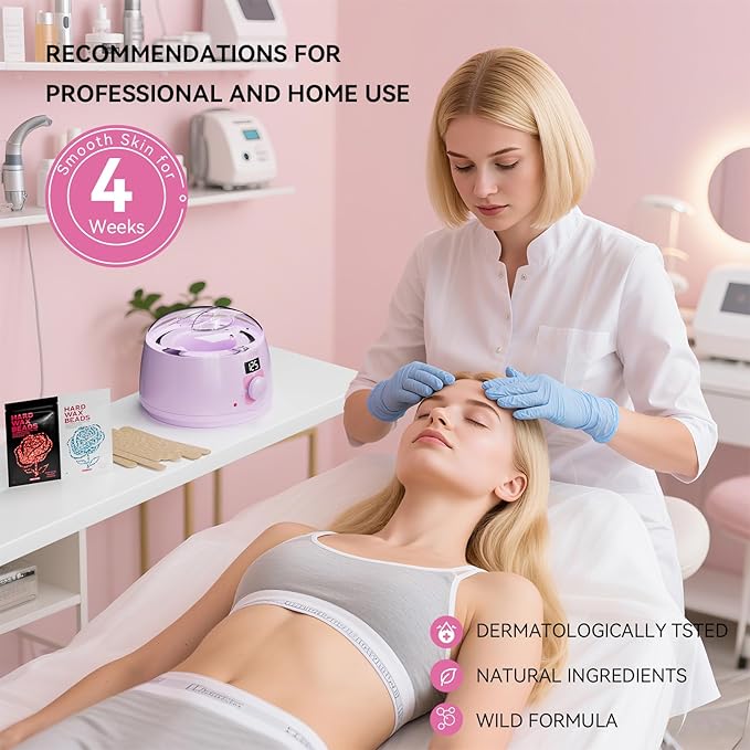 Digital Wax Warmer - Beginner-Friendly Waxing Kit with Smart Temp Control, 6 Packs (3 Colors) Wax Beads for Targeted Hair Removal - Ideal for Body, Bikini, face, Home Salon Use