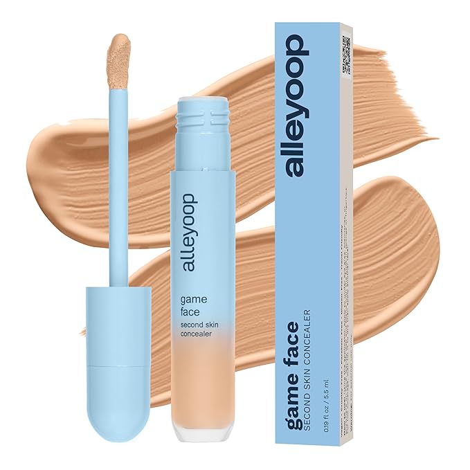 Alleyoop Game Face Makeup Concealer - Lightweight, Buildable Under Eye Concealer for Dark Circles, Hydrating Cream Formula for Women with Aloe Stem Cell - Smooth, Crease-Proof Makeup, Winner