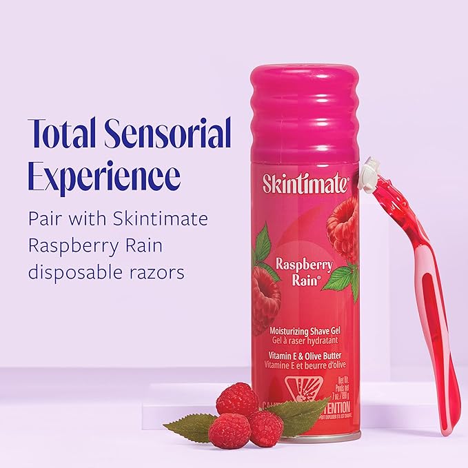 Skintimate Raspberry Rain Shave Gel for Women, 3 Pack | Skintimate Shaving Cream for Women, Womens Shaving Cream, Shave Cream, Shaving Foam, Womens Shave Gel, Pack of 3, 7oz each