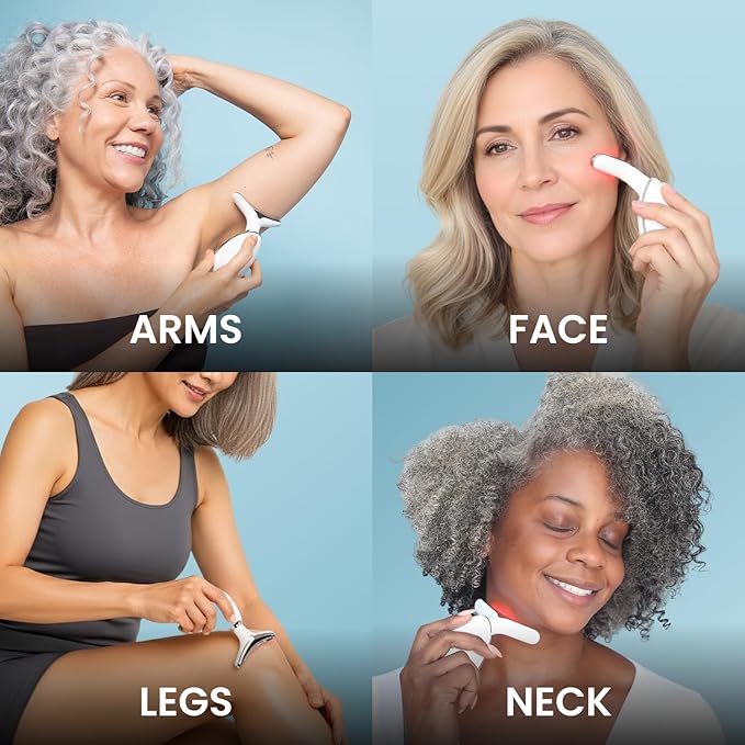 MyoGlow by MDD | Neck, Face, Arms, and Legs Skin Tightening and Lifting Lymphatic Drainage Massager Tool | Uses LED Light, Sonic Vibration, Thermal Activation