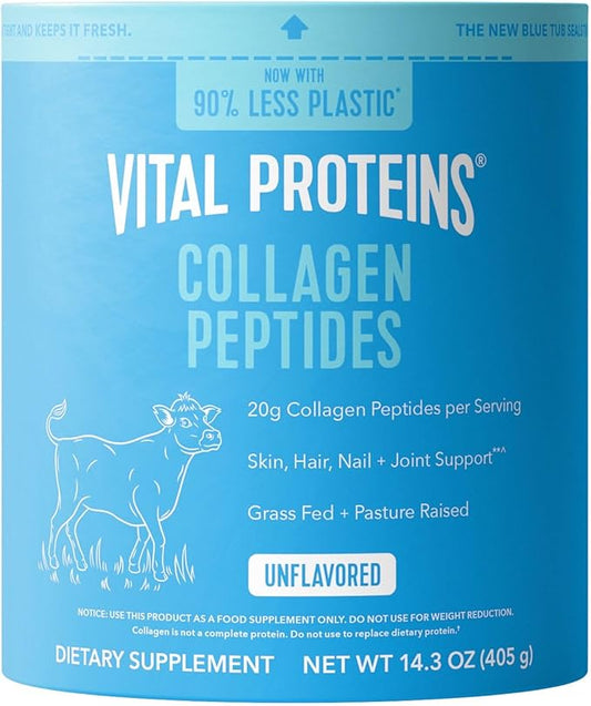 Vital Proteins Collagen Peptides Powder - Grass Fed Collagen Peptides for Hair, Nail, Skin, Bone & Joint Health, Unflavored, 14.3oz