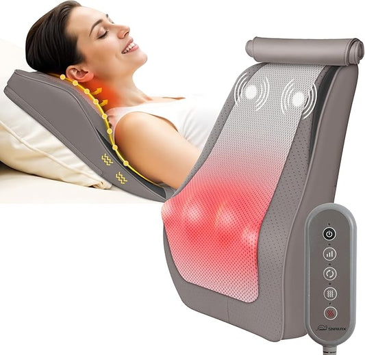 Snailax Back Massager for Back Pain Deep Tissue, Shiatsu Lower Back Neck Massager with Heat, 3D Kneading Massage Pillow for Neck Shoulder Legs, Gifts for Mom, Dad, Women (Beige)