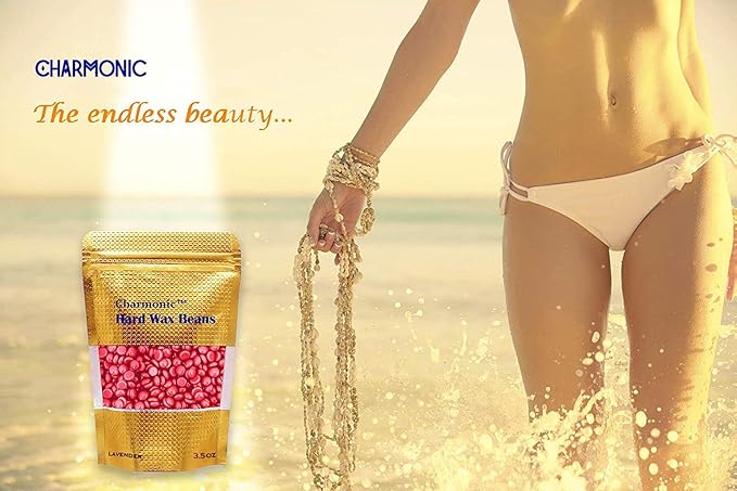 Charmonic Depilatory Wax, 17.5 Oz Hard Body Wax Beans for Women Men, Hair Removal European Beads 500g/1.1 lb (rose)
