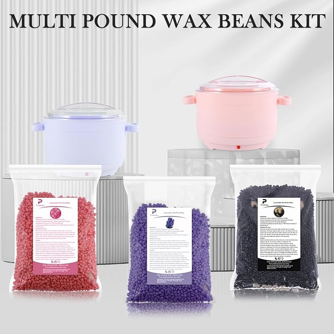 Wax Beads Bulk - 2.5lb Wax Beans Supplies for Esthetician - Professinal Painless Waxing for Face, Upper Lip, Bikini, Leg, Women Natural Melting Kit - Hypoallergenic Hard Wax Beads Bulk