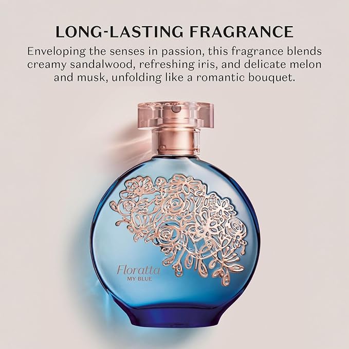 O BOTICARIO Floratta My Blue Eau de Toilette, Long-Lasting, Woody Floriental Fragrance Perfume for Women, 2.5 Ounce