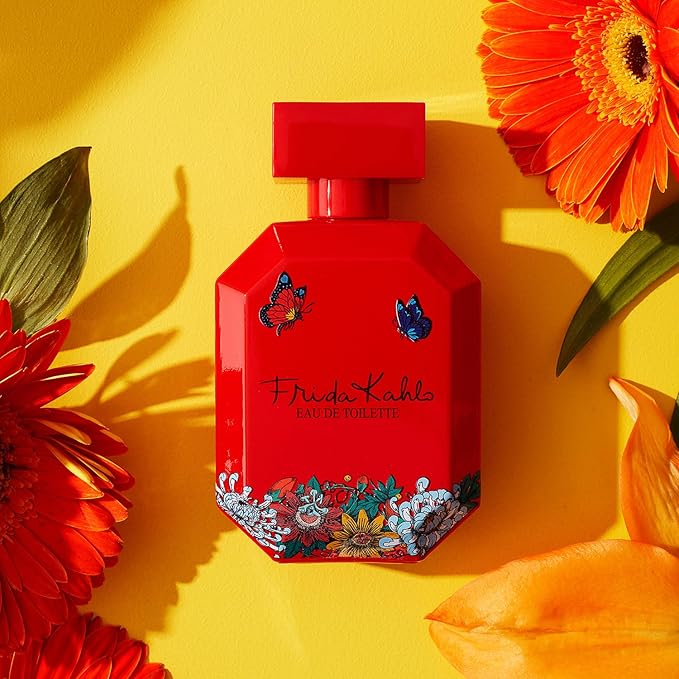 Frida Kahlo Red Eau de Toilette Spray for Women – Warm Floral Scent with Rose, Grapefruit, Jasmine, Vanilla & Cedarwood – Made in USA – Long-Lasting Perfume – 3.4 oz Lacquered Bottle
