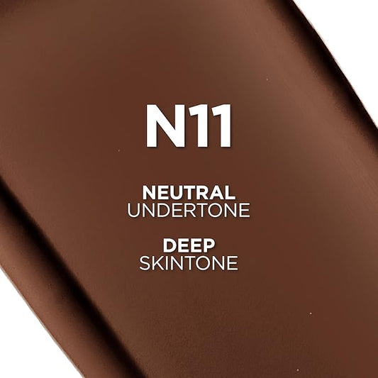 L'Oreal Paris True Match Super-Blendable Foundation, Medium Coverage Liquid Foundation Makeup, N11, Deep, 1 Fl Oz