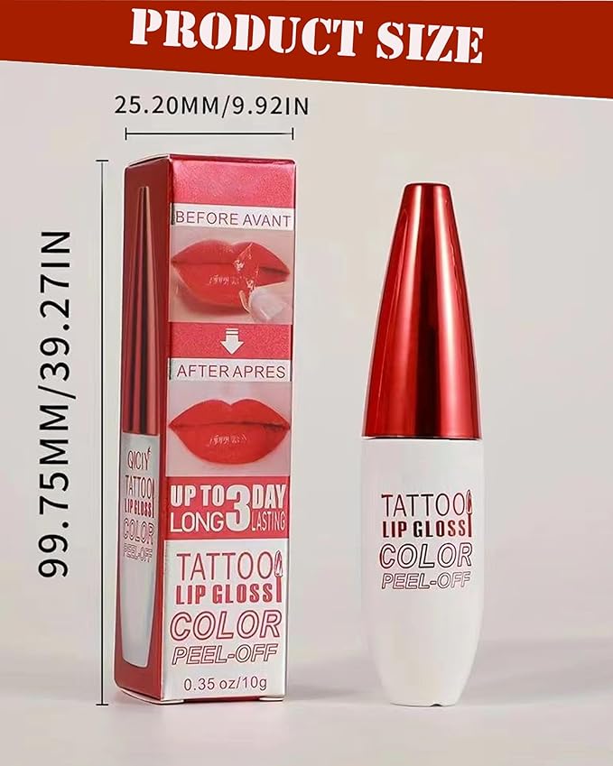Peel Off Lip Stain Tattoo Lip Gloss,Nude Red Matte Lip Liner Stain Peel Off Waterproof Long Lasting,Highly Pigmented Transfer-Proof Lips Tint Non-Stick Tinted Liquid Lipstick Makeup for Women-02