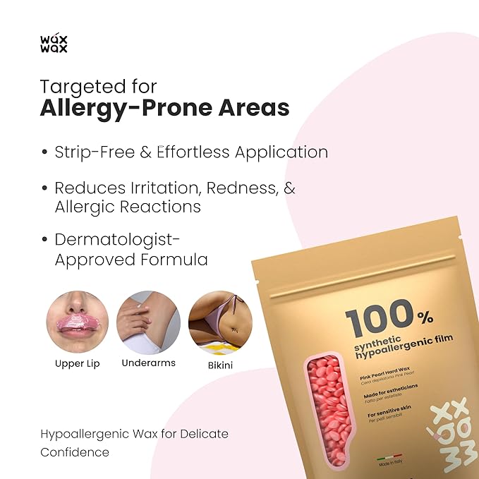 Premium Hard Wax Beads for Hair Removal – Hypoallergenic & Strip-Free, Smooth Low-Temp Formula, Suitable for Sensitive Skin – Perfect for Face, Bikini & Full Body (Pink Pearl - Bikini, 1.1 LB)