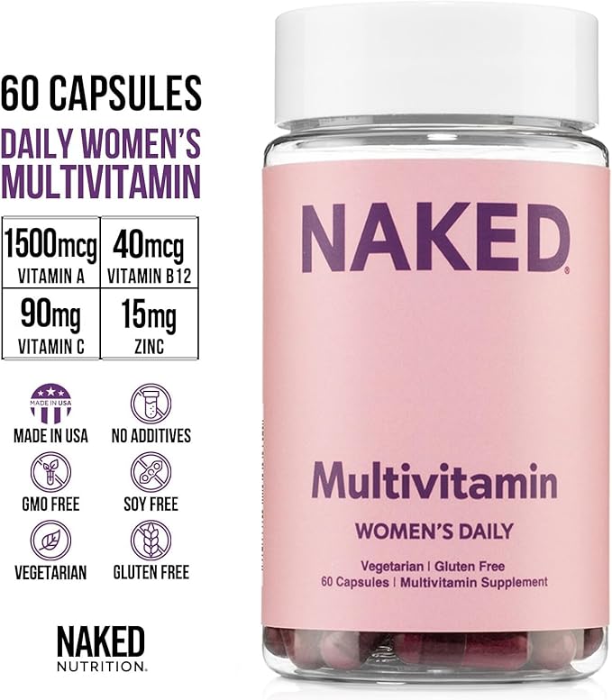 Ella Women's Multi - Daily Multivitamin - Vitamins A, C, E, Selenium, Zinc, Fruit and Super Green Extracts, to Boost Immune Support - Gluten-Free and Vegetarian Vitamins, 60 Capsules