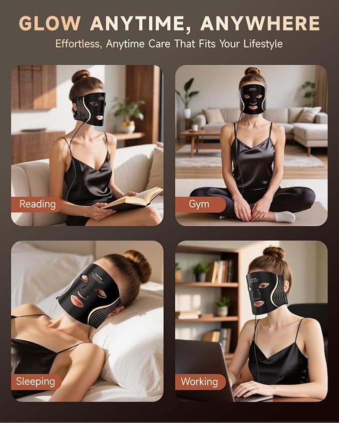 Red Light Therapy Mask for Face, 7 Colors LED Face Mask Light Therapy with Rechargeable Remote, 850NM Infrared & Red Light Mask, Portable Anti-Aging & Skin Rejuvenation Device for Home Use or Travel