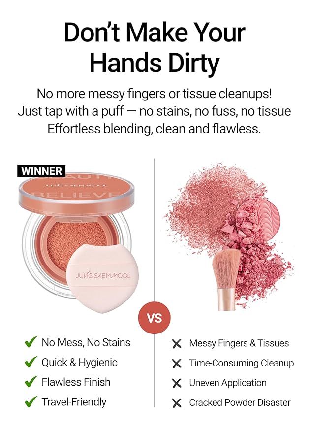 JUNGSAEMMOOL Artist Cushion Blush (Coral Halo) | Easy to Blend, Lightweight, Hydrating Korean Makeup Cushion Blush for Dewy & Glowing Cheeks