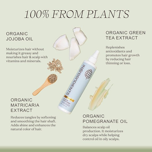 Detangler and Leave In Conditioner made with Organic ingredients - Sulfate-Free, Color-Safe, Silicone-Free, Cruelty-Free, Gluten Free (9.6 FL OZ)