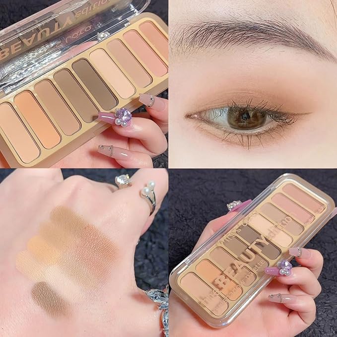 9 Colors Mini Matte Naked Eyeshadow Palette High Pigmented Peach Eye Shadow Powder Ultra-Blendable Waterproof Long Lasting Neutral Nude Makeup Pallet Suitable for Older Women
