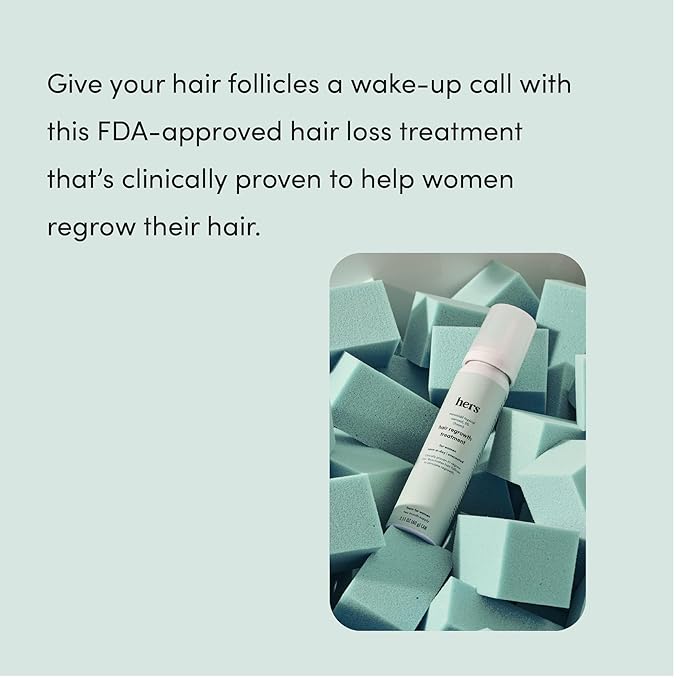 hers Hair Regrowth Treatment - Topical Minoxidil 5% Foam for Women - Extra Strength - Supports Thicker, Fuller Hair - Non-Greasy - Unscented, 2 Pack