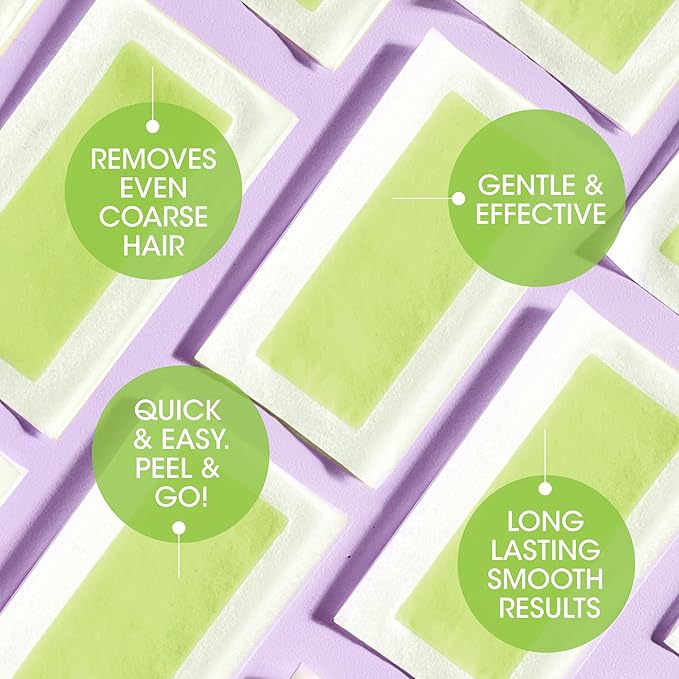 Nad's Body Wax Strips Hair Removal For Women At Home plus 4 Calming Oil Wipes, 24 Count