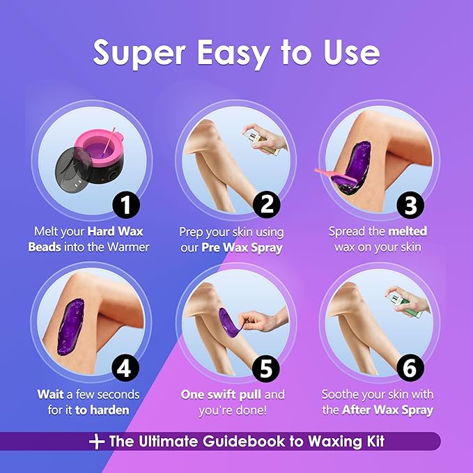 Waxing Kit for Athletes. Waxing kit for Women with Quick-Melting Wax Warmer + Salon Quality Wax for Hair Removal - Super Easy to Use for Men and Women - For Sensitive Skin