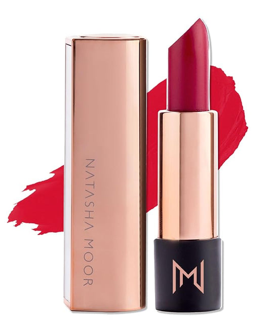NATASHA MOOR Silk Suede Lipstick: Long-Lasting, Hydrating Semi-Matte Finish - Creamy, Cruelty-Free Formula - Silky Smooth and Highly Pigmented - MONEY MAKER