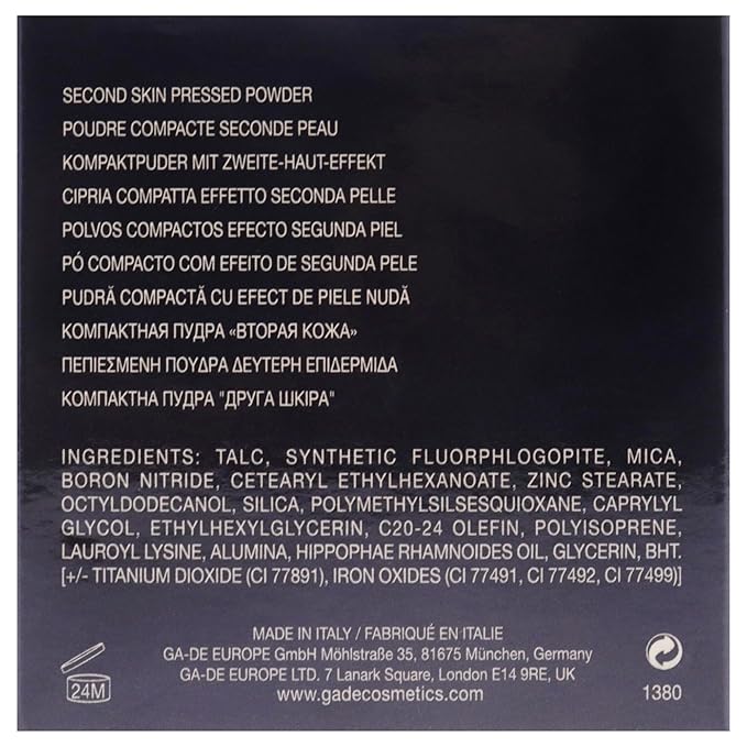 GA-DE Longevity Second Skin Pressed Powder - Face Makeup - Blurs Imperfections and Smooths Fine Lines - 507 Medium - 0.39 oz Foundation Powder