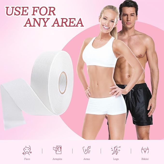 Wax Strips for Hair Removal 30 Yards - Non-Woven Wax Strip Roll | Pain-Free for Body, Face & Legs