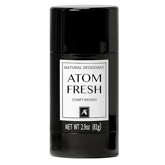 Atom Fresh Natural Deodorant For Woman – 72H Triple Odor Defense – Aluminum-Free, Baking Soda-Free – With Amino Acids, Mineral Powder, Plant-based Starch – Comfy Woody – Skin Safe – 2.9 oz