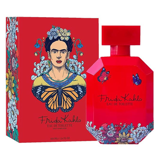 Frida Kahlo Red Eau de Toilette Spray for Women – Warm Floral Scent with Rose, Grapefruit, Jasmine, Vanilla & Cedarwood – Made in USA – Long-Lasting Perfume – 3.4 oz Lacquered Bottle