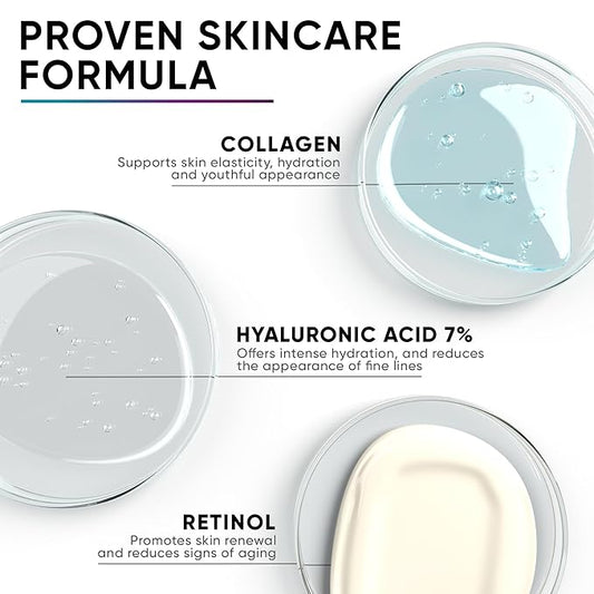 Collagen Cream for Face, Neck & Décolleté, Anti Aging Facial Moisturizer for Women with Hyaluronic Acid, Vitamin E, Made in USA, Anti Wrinkle Face Cream, Neck Creams for Tightening and Firming, 1.7oz