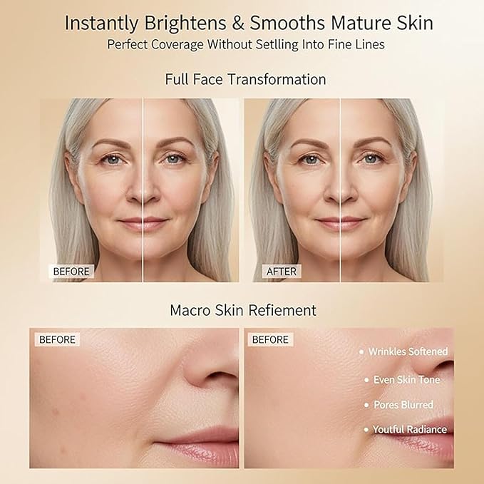 Makeup Foundation for Older Women,2026 New Mushroom Head Air Cushion CC Cream - BB Cream Foundation Makeup Moisturizing Concealer Lightweight Long-Lasting Full Coverage,Evens Skin Tone (Natural color)