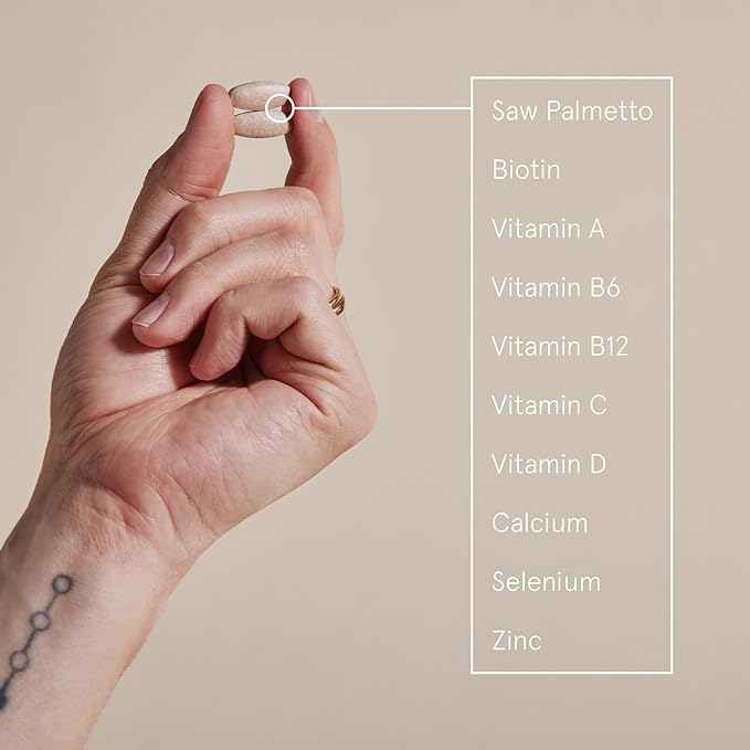 Keeps Daily Hair Supplement, 180 Tablets - Saw Palmetto Promotes Healthy Hair - Biotin, Vitamins A, B6, B12, C, D, Calcium, Selenium & Zinc - Men & Women - 3 Month Supply