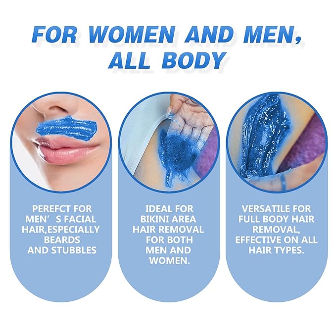 5lb Hard Wax Beads Jumbo Bulk Bag - Blue Stripless Wax Bean Refill for Professional Commercial Salon & At-Home Use, Full Body Hair Removal (Brazilian, Bikini, Face, Underarm, Legs), For Sensitive Skin
