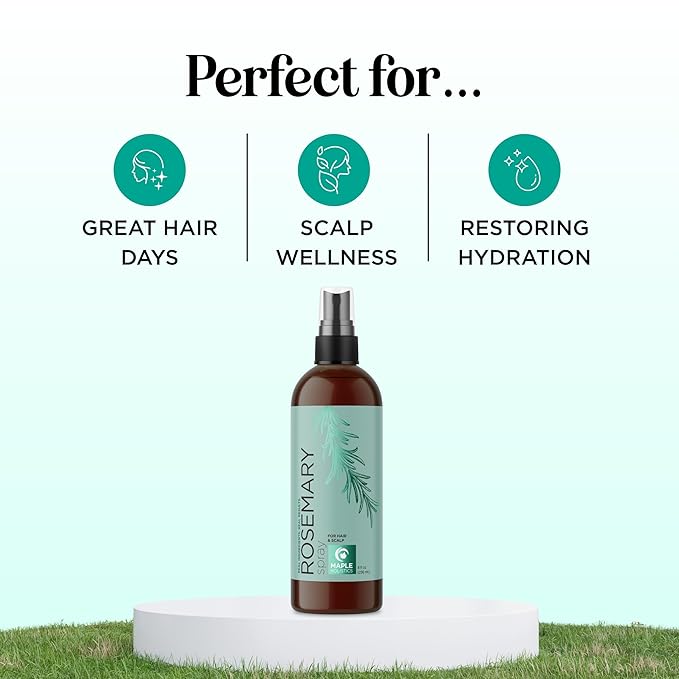 Rosemary Water Spray for Hair & Scalp - Biotin Rosemary Rice Water Spray with Nourishing B Vitamins Ginseng Extract and Peppermint Oil - Dry Hair & Scalp Treatment - Vegan & Cruelty-Free (8 Fl Oz)