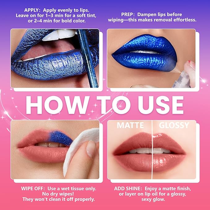 Jolilab Lip Stain Masque,Wipe Off Lip Tint,Waterproof,Transfer proof,Highly Pigmented,Ultra Long Lasting Lip Stain Peel off Makeup With Matte finish for All-day Wear.(#01+#02)