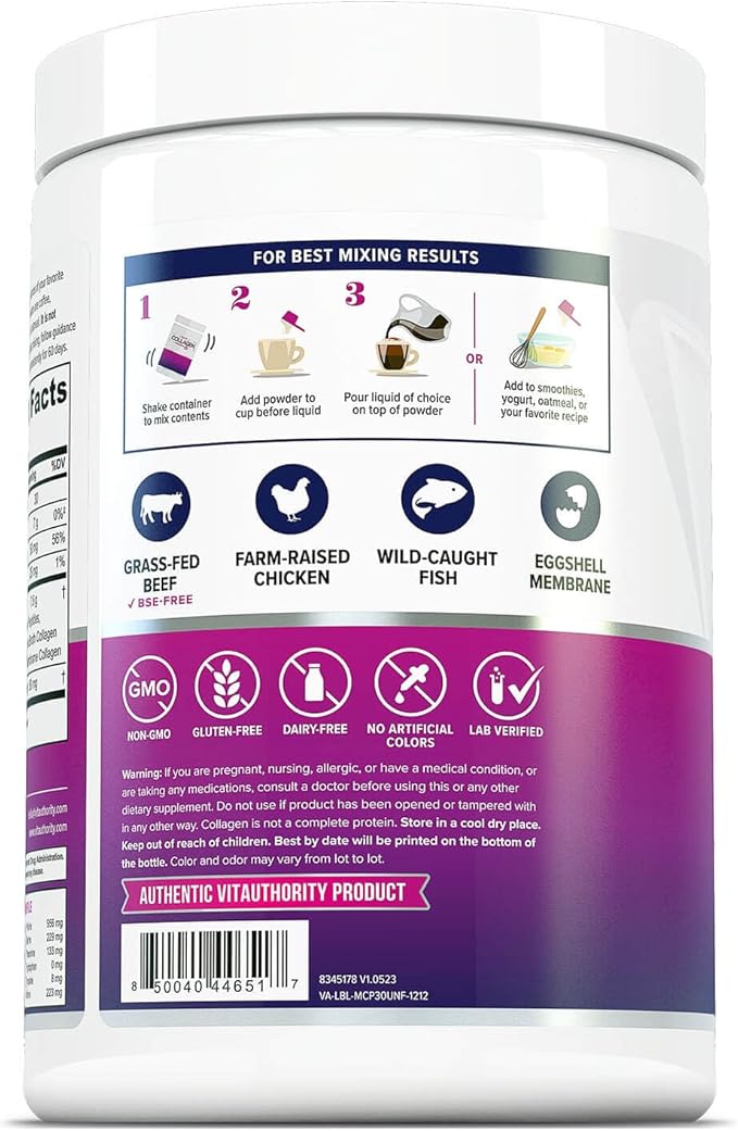 Multi Collagen Peptides Powder for Women - Hydrolyzed Unflavored Collagen Powder for Women with Types I II III V & X Plus Vitamin C & Hyaluronic Acid for Beautiful Hair Skin and Nails - 40 Servings