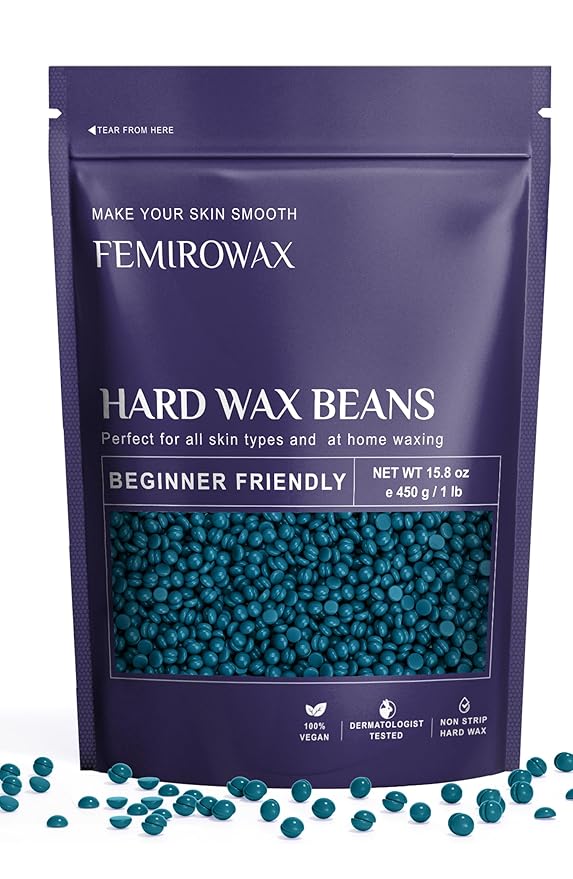 Wax Beads, 1lb Hard Wax Beans for Hair Removal Sensitive Skin with sandalwood Formula Waxing Beads for Full Body Brazilian Bikini Face Eyebrow at Home Wax Refill for Women Men
