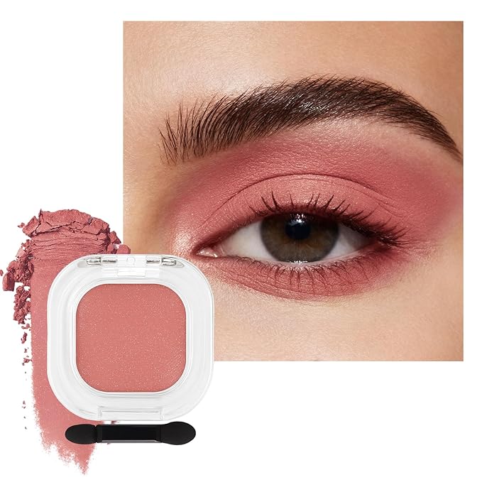 Erinde Dusty Rose Single Eyeshadow Palette, Matte Shimmer Cream Eye Shadow for Women, Blendable Long-Lasting Waterproof Eye Makeup Palette, High Pigment Powder Sombra De Ojos, 06 Blush Pink