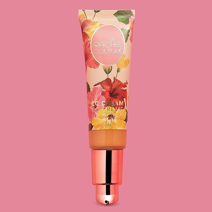 Rachel Couture CC Cream | Color Correcting Cream with Hyaluronic Acid | Full Coverage Foundation & Hydrating Anti-Aging Serum | Vegan & Cruelty Free - 1.18 Fl Oz - Tan